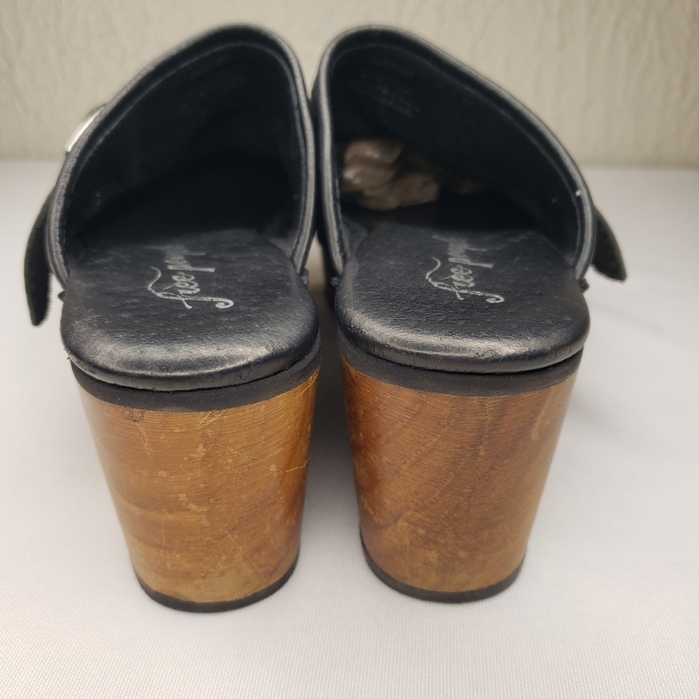 Free People Culver City Platform Wooden Black Clogs Studds Size 40 EU 10 US - Picture 13 of 14